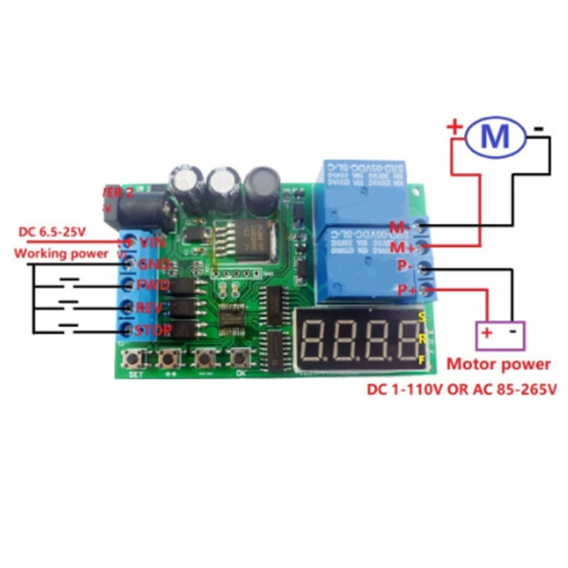 IO53A02 DC 5-24V Cycle Delay Relay Module 0.1S-999Min Adjustable Time Control Switch Motor Forward Reverse Controller