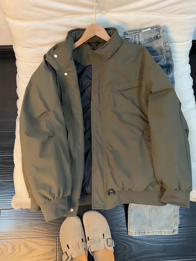 

Thiened ort Flight Jaet в стиле милитари с воротником-стойкой для мужчин, теплая зимняя верхняя одежда с хлопковым и полиэстером