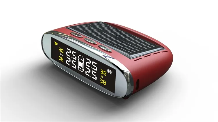 Solar Powered Wireless Digital Tire Pressure Monitor System 4 Internal Sensor Automobile Tire Pressure Monitoring