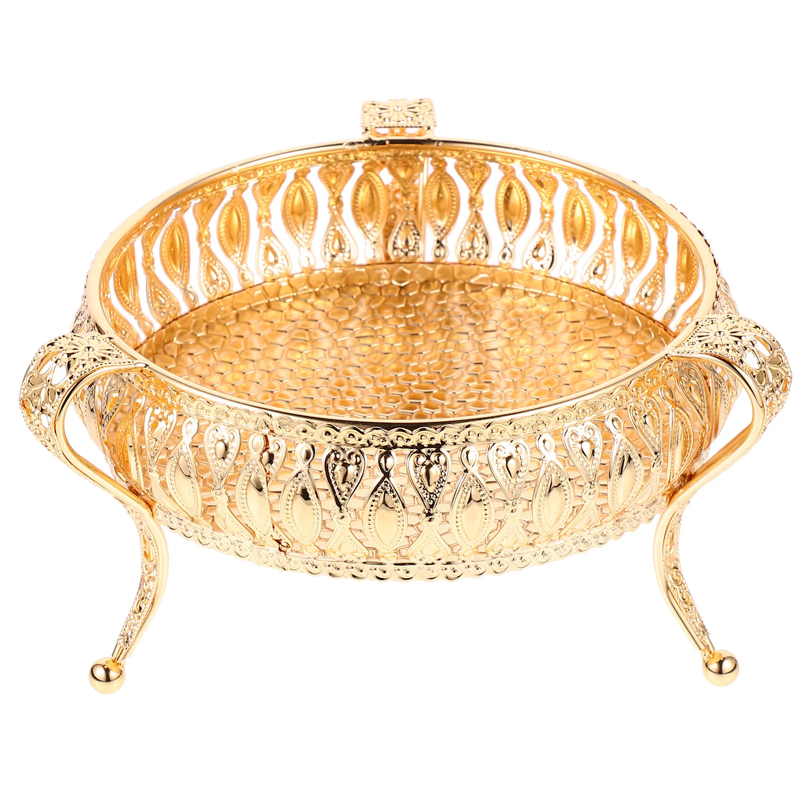 

Luxurious Gold Plated Iron Fruit Storage Tray Snack Plate Metal Serving Tray Kitchen Home Decor European Style