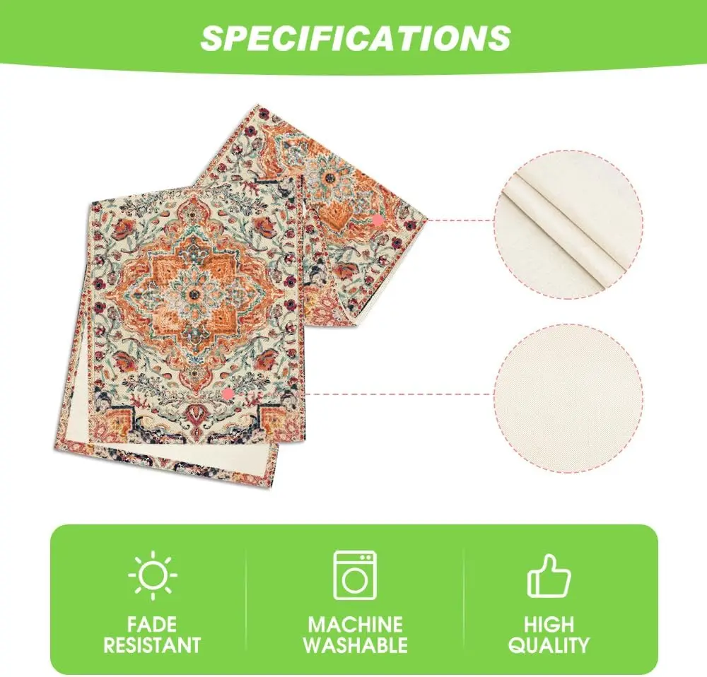 Boho Bohemia Style Linen Table Runners Dresser Scarf Decor Washable Dining Table Runners Holiday Dining Room Decorations