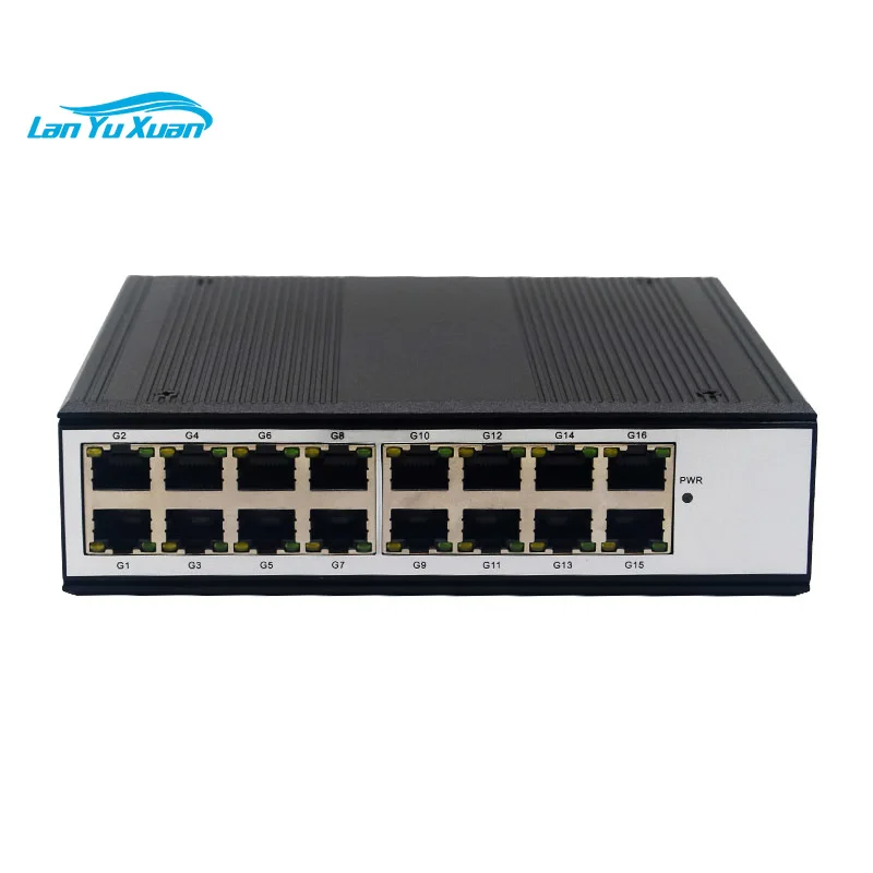 16 Port Gigabit Industrial POE Ethernet Switch10/100/1000Mbps  RJ45 DC12-57V Hardened Network Switch for IP Camera CCTV