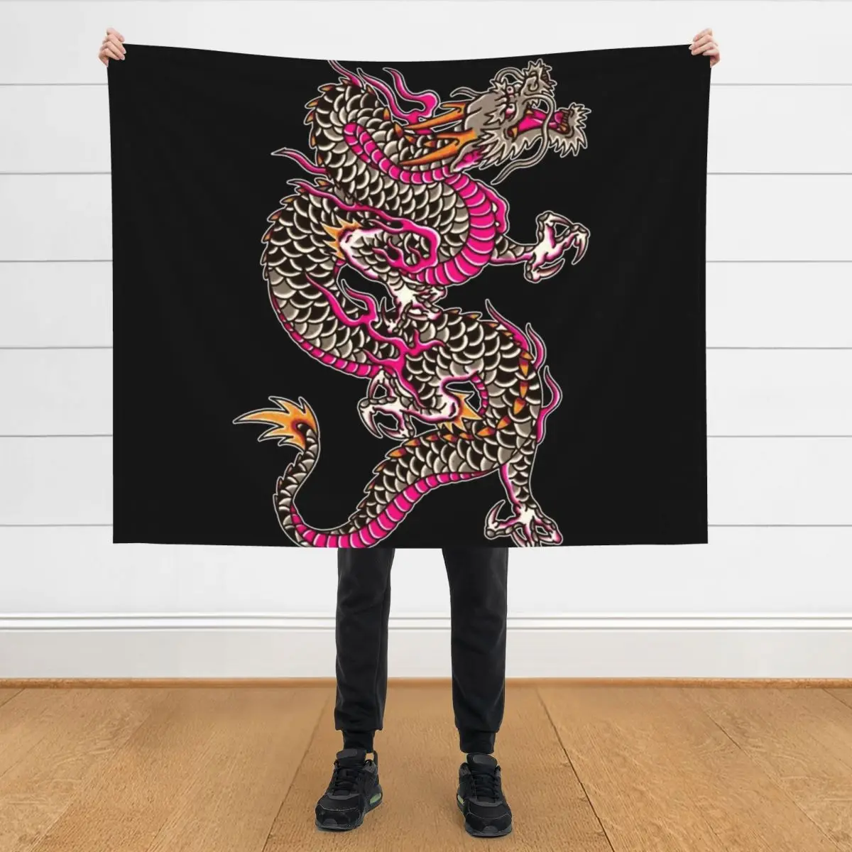 

Traditional Japanese Dragon Tattoo Throw Blanket Quilt Hairys Thin Decoratives Blankets