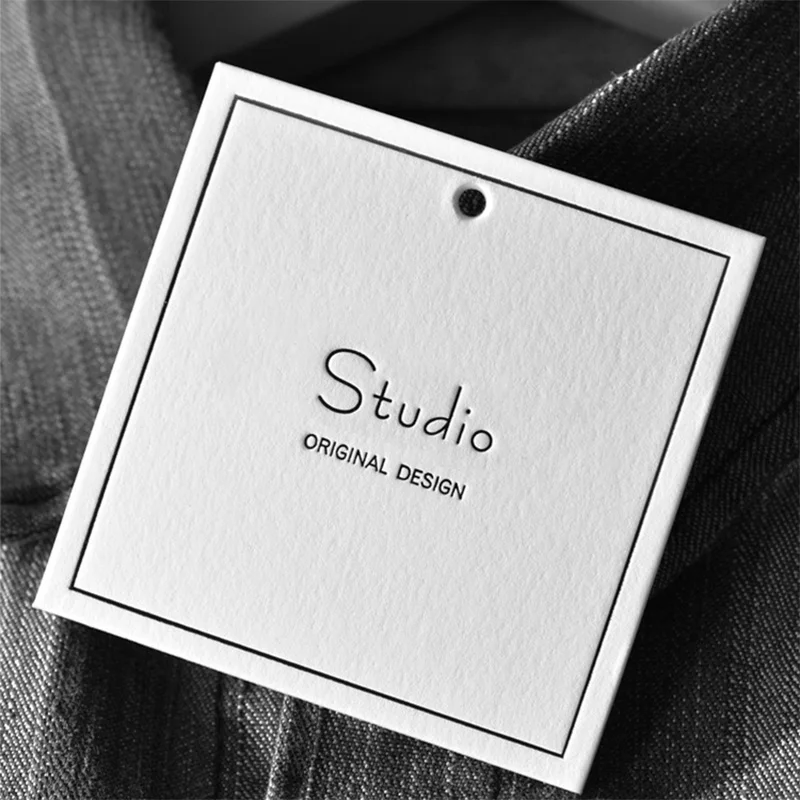 Customized Hang Tags Fabric Printing Embossed Debossed Cotton Card Clothing Personalization With Logo Garment Tag Clothing Label