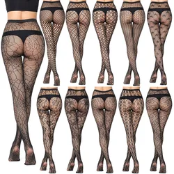 Sexy Erotic Lingerie See Through Open Crotch Pantyhose Tights Women Hot Fishnet Mesh Crotchless Suspenders Stockings Sex Costume