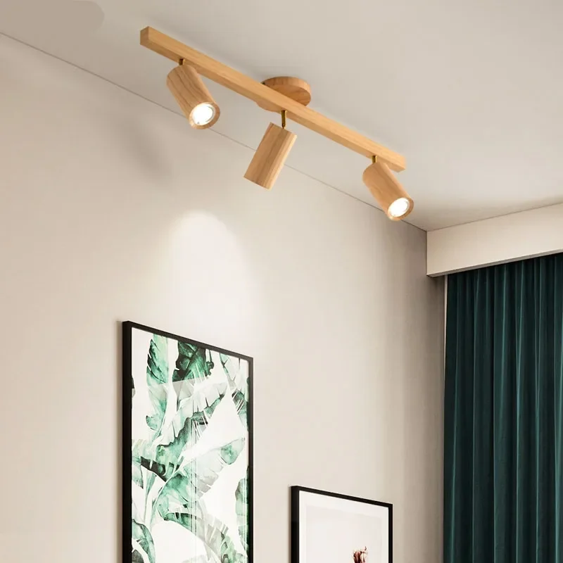 Nordic Wood Ceiling Light LED Adjustable Angle For Parlor Dining Room Bedroom Aisle Lamp  Changeable Lighting fixtrues