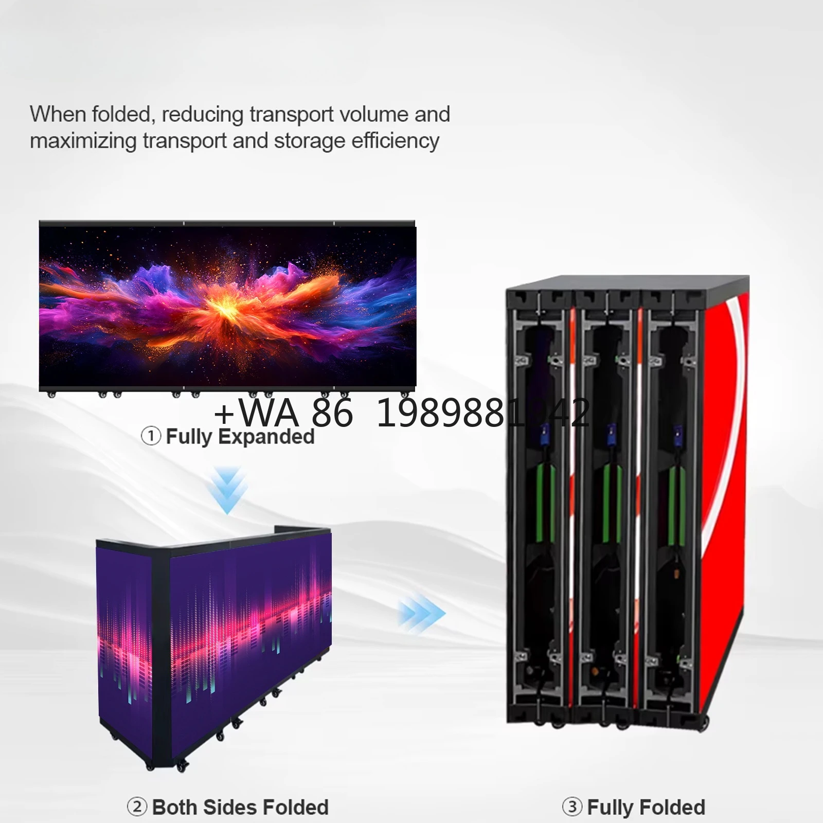 Foldable LED DJ Booth with Video Wall, Stable Space-Saving DJ Display Stand with Flight Case for Events, Weddings & Parties