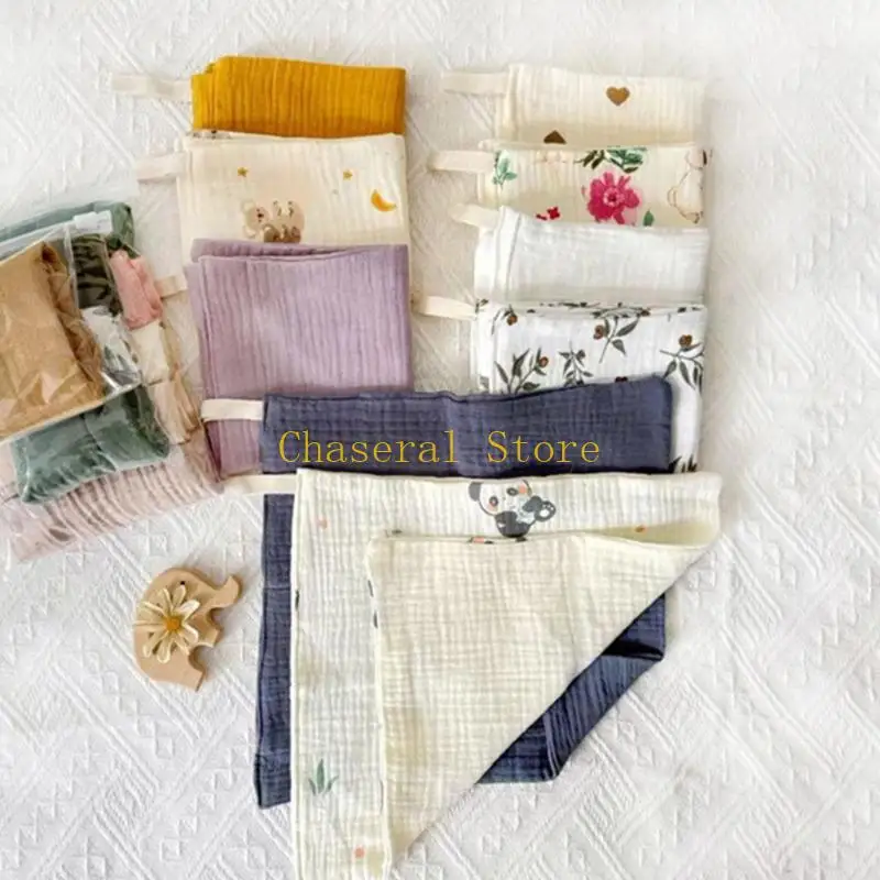 e7ce 5pcs وضع منشفة الوجه سميكة 4 طبقة ناعمة ممتصة من منشفة مربع مربع مريحة للحيوانات حديثي الولادة للحياة للجنسين