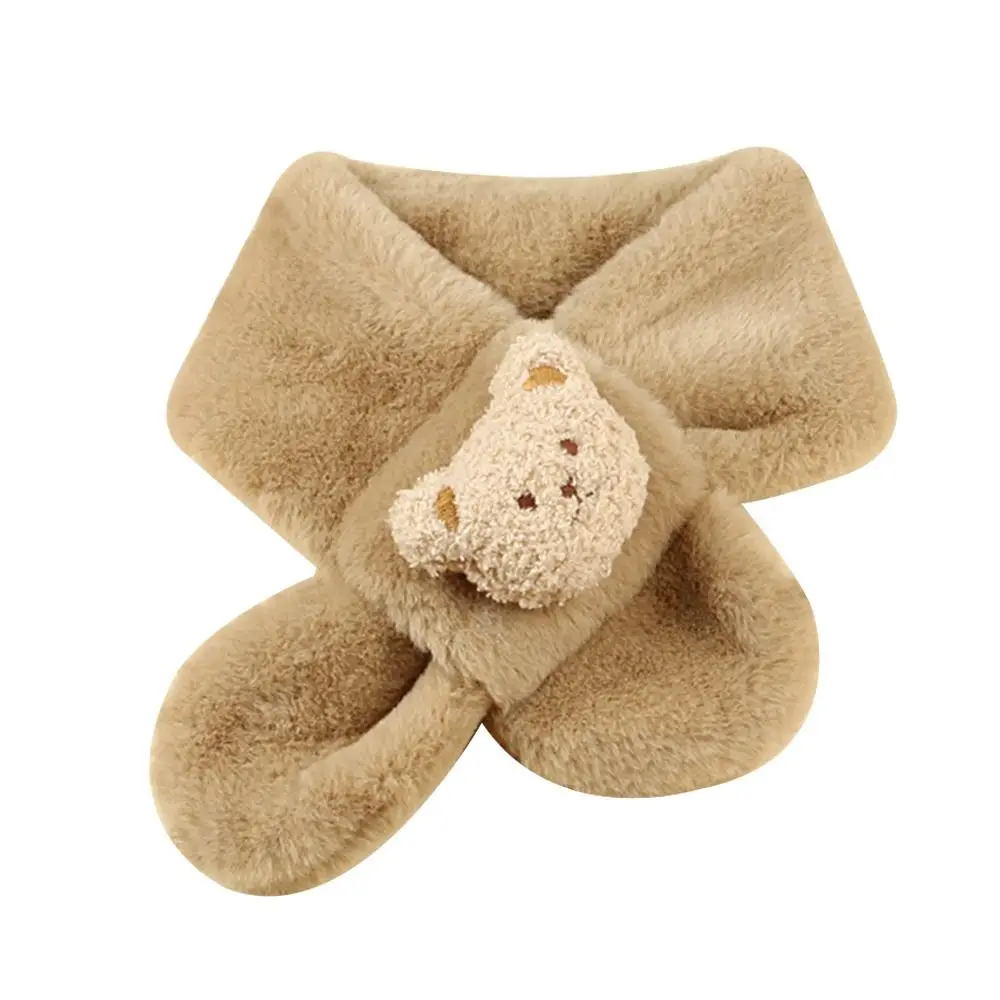 Moda quente crianças cachecol de inverno grosso pelúcia pescoço mais quente bonito macio crianças cruz lenço criança