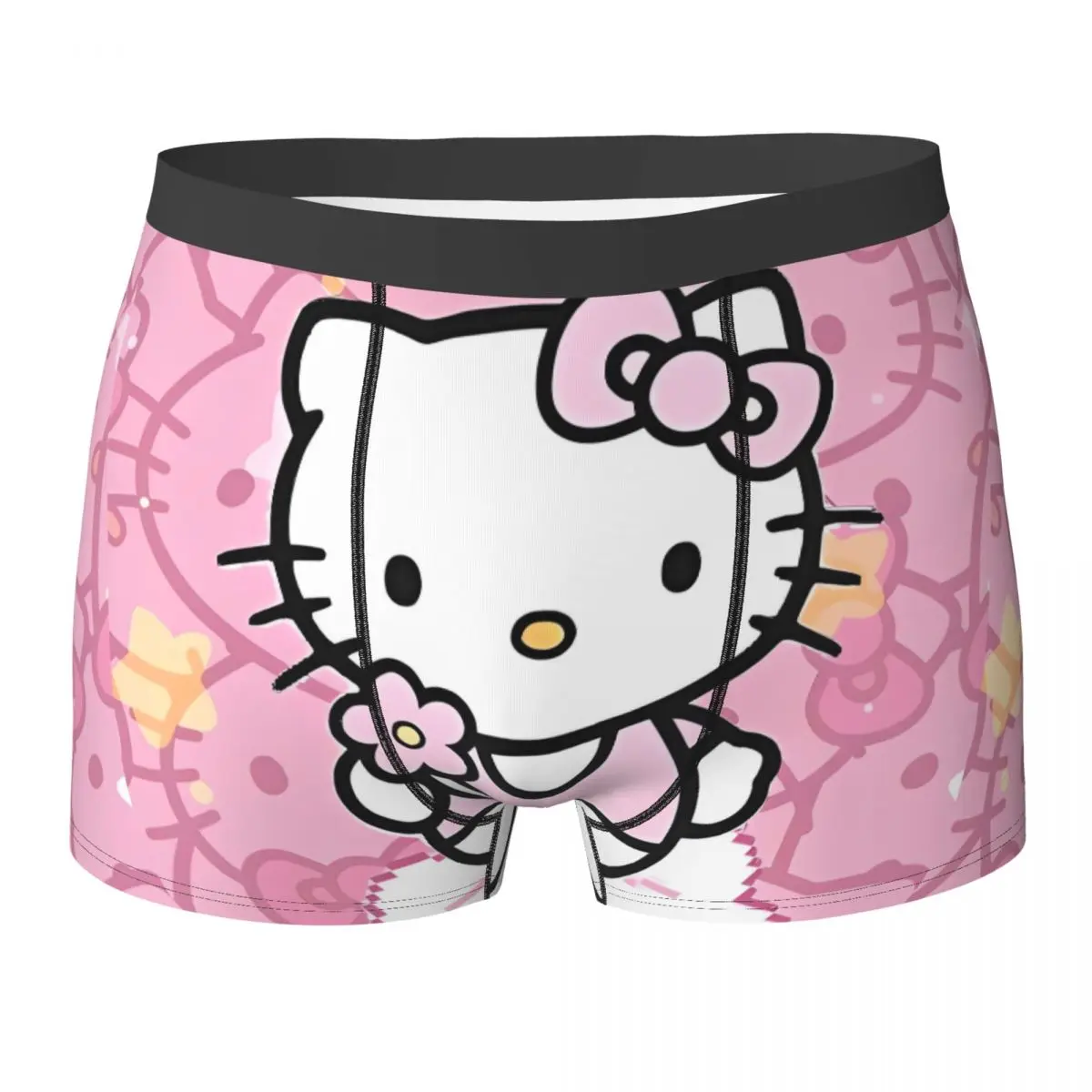 

Kawaii Hello Kitty нижнее белье милые мужские трусы с героями мультфильмов дизайн эластичные боксеры шорты высокого качества трусы размера плюс 2XL