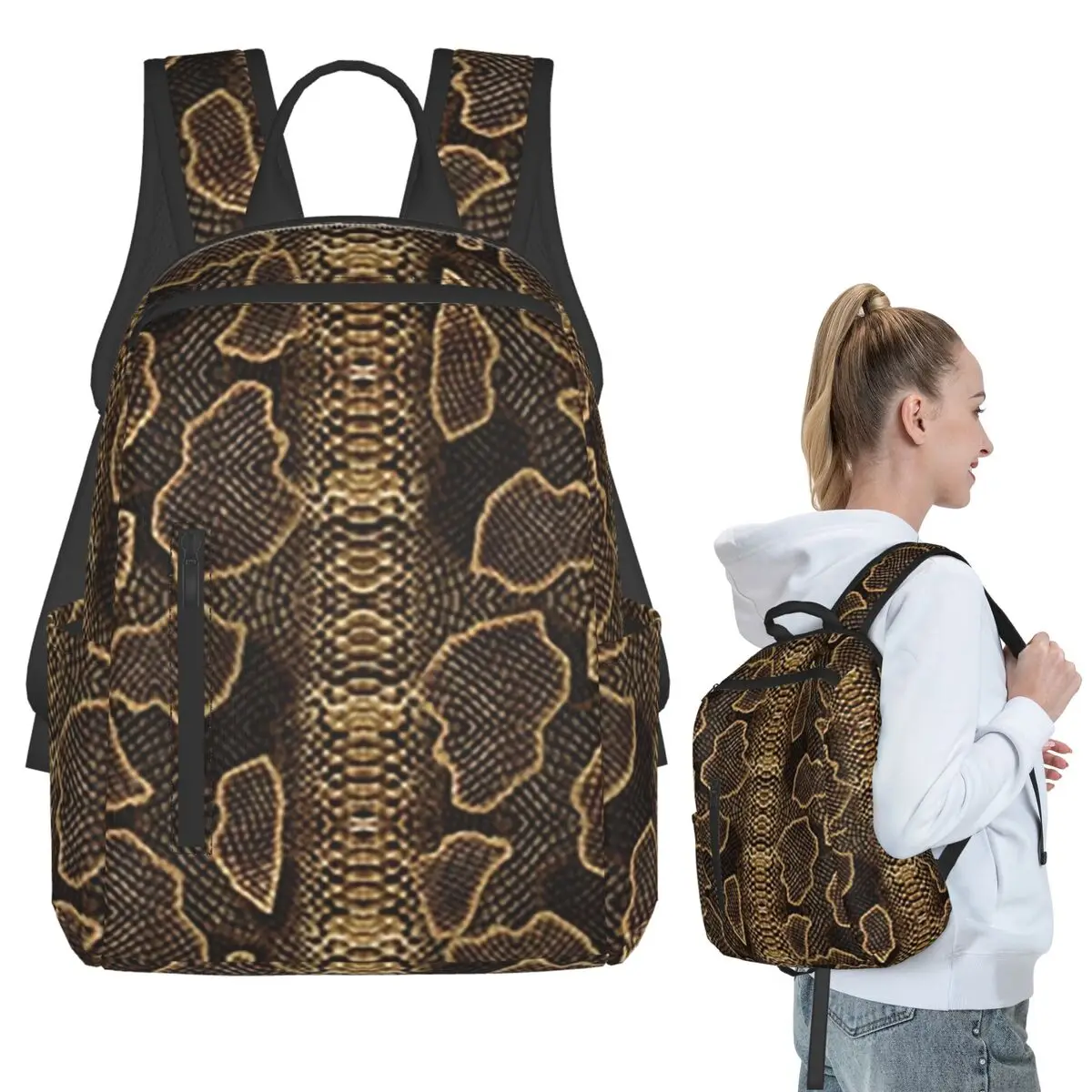 Snake Pattern Backpack Student BookBag Children School Bag Laptop Shoulder Bags Men Women