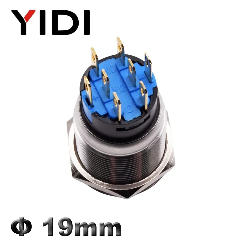 19mm 2 3 Position Metal Selector Rotary Push Button Switch Latching SPDT 12V 220V LED Stainless Steel ON OFF Knob Switch 1NO 1NC view 4