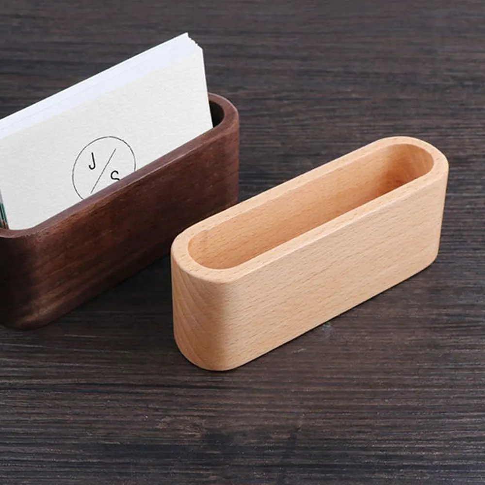 

1 Pcs Business Card Holder&Note Holder Display Device Card Stand Holder Wooden Desk Organizer Office Accessories 11x3x4cm