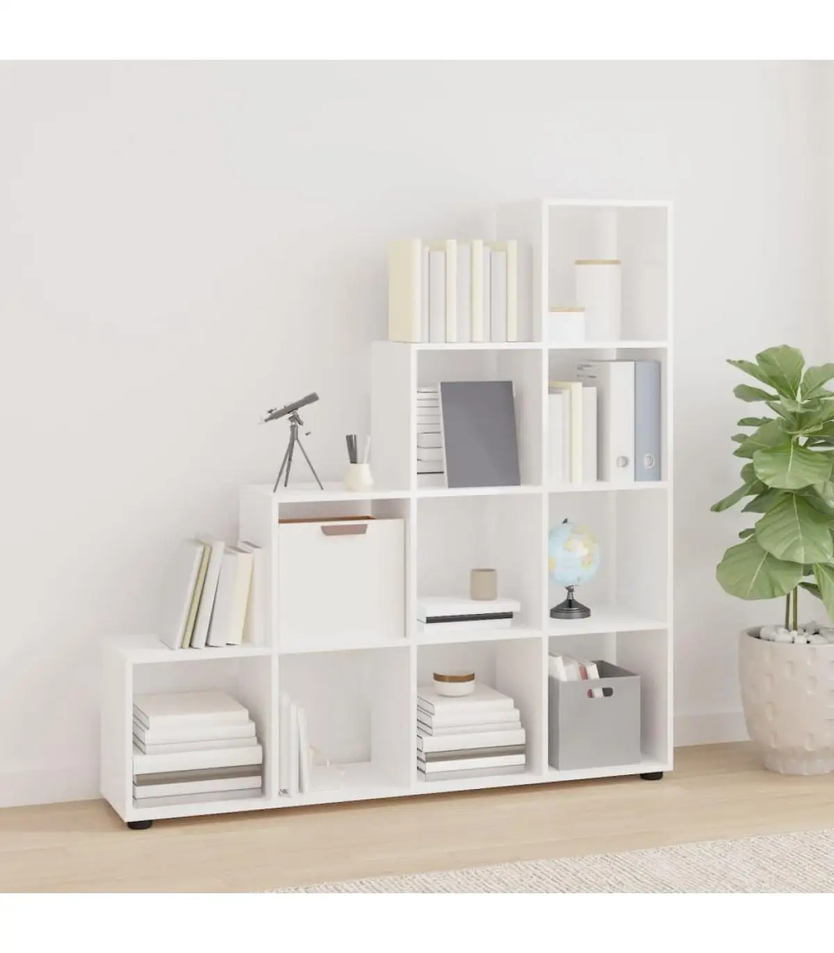 Bookcases and shelving shelf ladder shape white glitter plywood