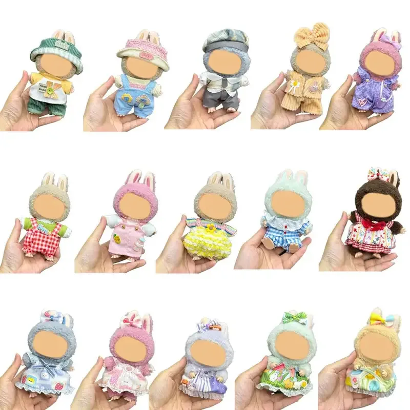 Kpop الرجعية الملابس مجموعة ل 17 سنتيمتر Labubu دمية صغيرة الملابس الزي اكسسوارات الترفيه الاتجاه تحت عنوان مجموعة هدية إكسسوارات دمي