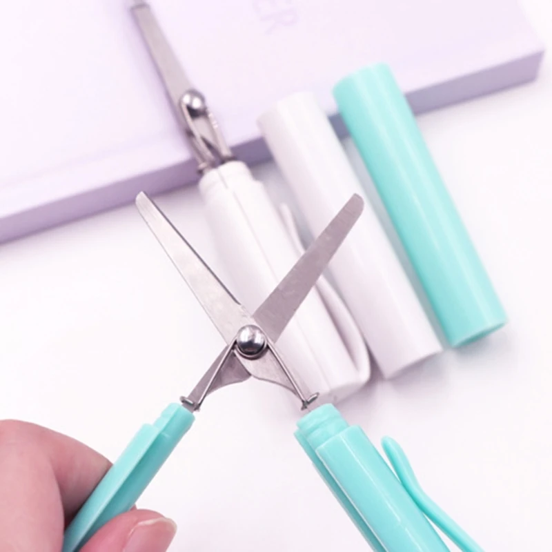 Pen Style Scissors with Cover Foldable Scissors Student Scissors Small Craft Scissors Embroidery Scissors for School