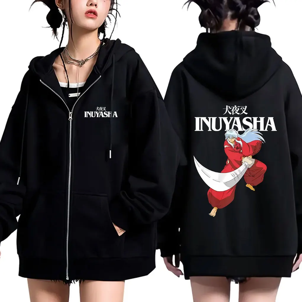 

Anime Inuyasha Graphic Zipper Hoodie Men Women Fashion Casual Oversized Zip Up Jakcet Unisex Vintage Cartoon Harajuku Hoodies