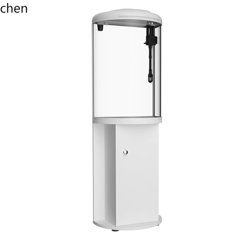 

HTT fish tank living room vertical semi-cylindrical floor-to-ceiling small round glass ecological filtration oxygen generator