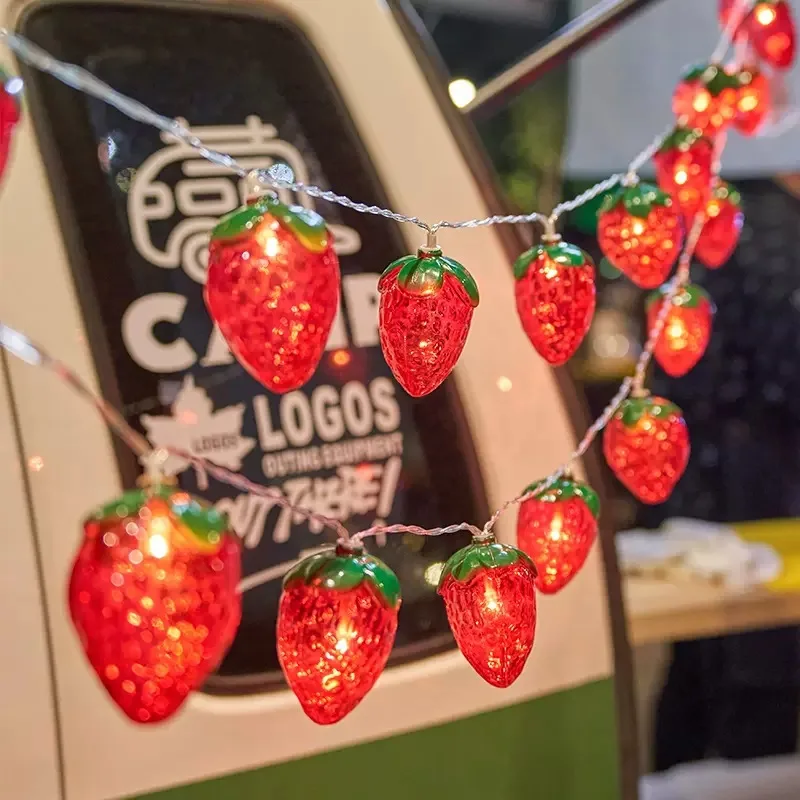 6.5FT 10LEDS Truskawkowe łańcuchy świetlne Dekoracja domu Fairy Lights Wiszące lampy LED Zawsze na trybie światła na imprezę wielkanocną 001