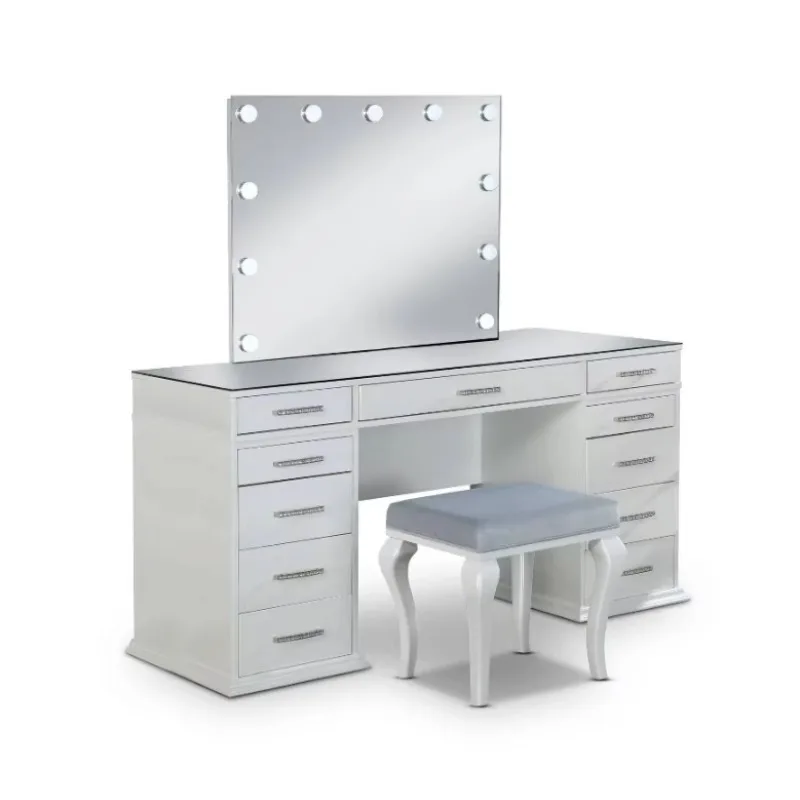 Dresser with mirror and chair, modern style table, mirror stool with drawers, furniture, luxury dresser