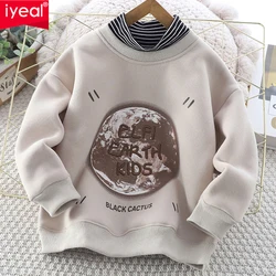 IYEAL Winter Children's Sweatshirt 2023 New Children's Wear High Neck Sweatshirt for Boys and Girls Warm Fleece Thickened Top