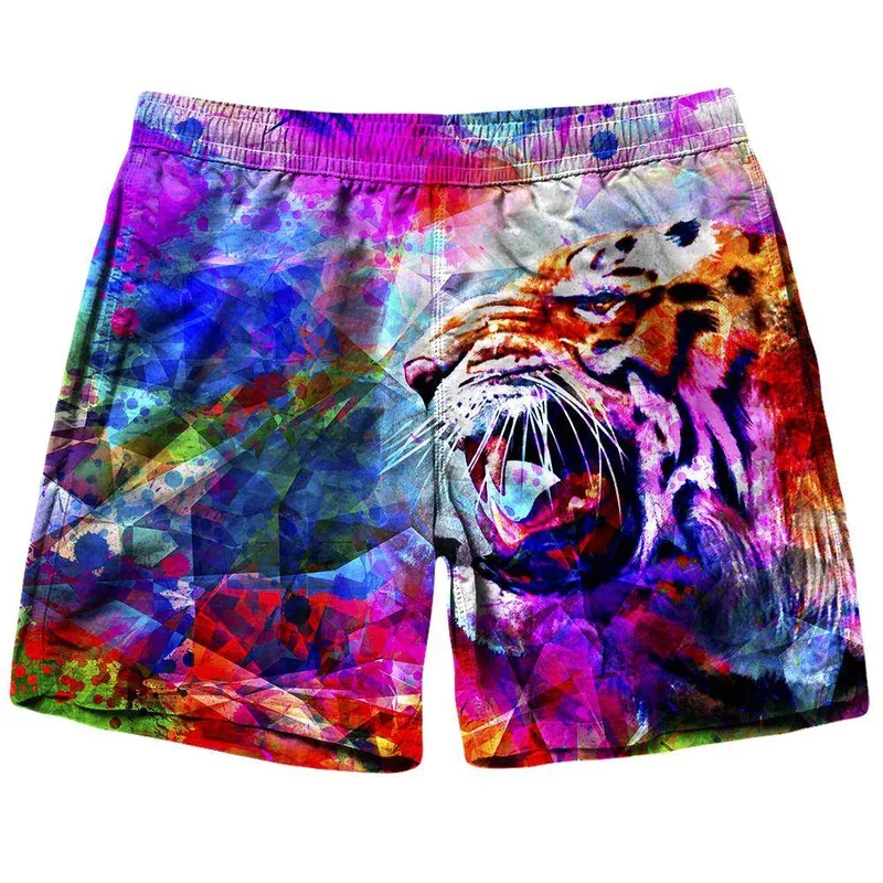 New Men Tiger Cat Beach Shorts 3D Printed Starry Sky Short Pants Fashion Street Oversize Breathable Sports Gym Women Shorts