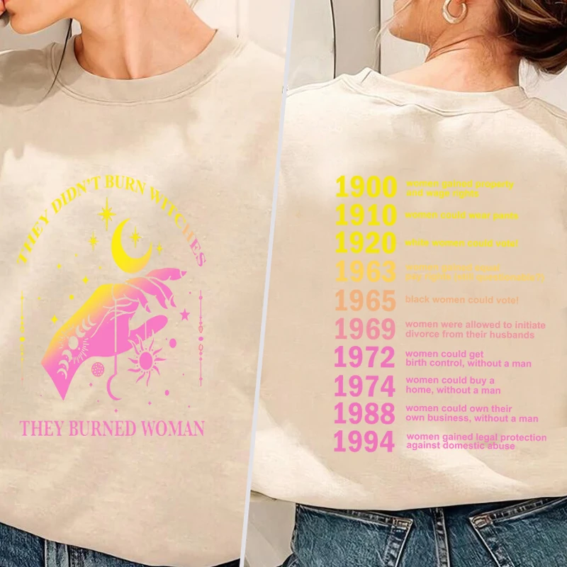 They Didn't Burn Witches Hoodies Witchy Feminist Sweatshirt Pullover Long Sleeve Women's Rights Crewneck Sweatshirt Hoodies