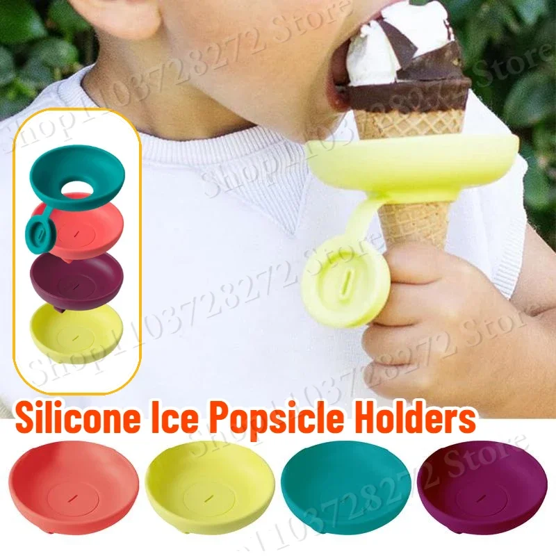 

HOT Colorful Drip Free Popsicle Holder Silicone Freeze Ice Popsicle Holders Reusable Mess-Free Anti-drip Ice Cream Tray For Kids