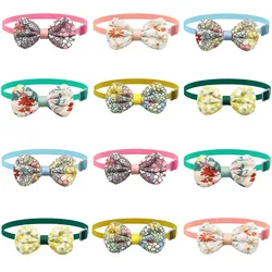 50/100Pcs Dog Bowties Japanese Style Small Flower Dog Bows Pets Cat Grooming Accessories Adjustable Puppy Bow Ties