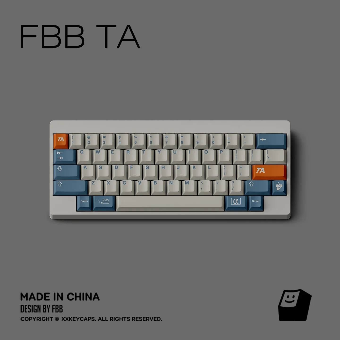 

Original retro keycap TA sublimation PBT custom 1.7MM mechanical keyboard blue-gray