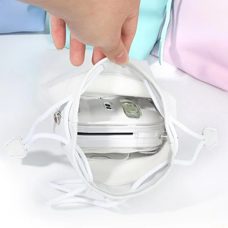 B03F Leather Cinching Bag For Mini 13/12/11 Instantly Print Cameras And Small Digital Devices Portable And Lightweight