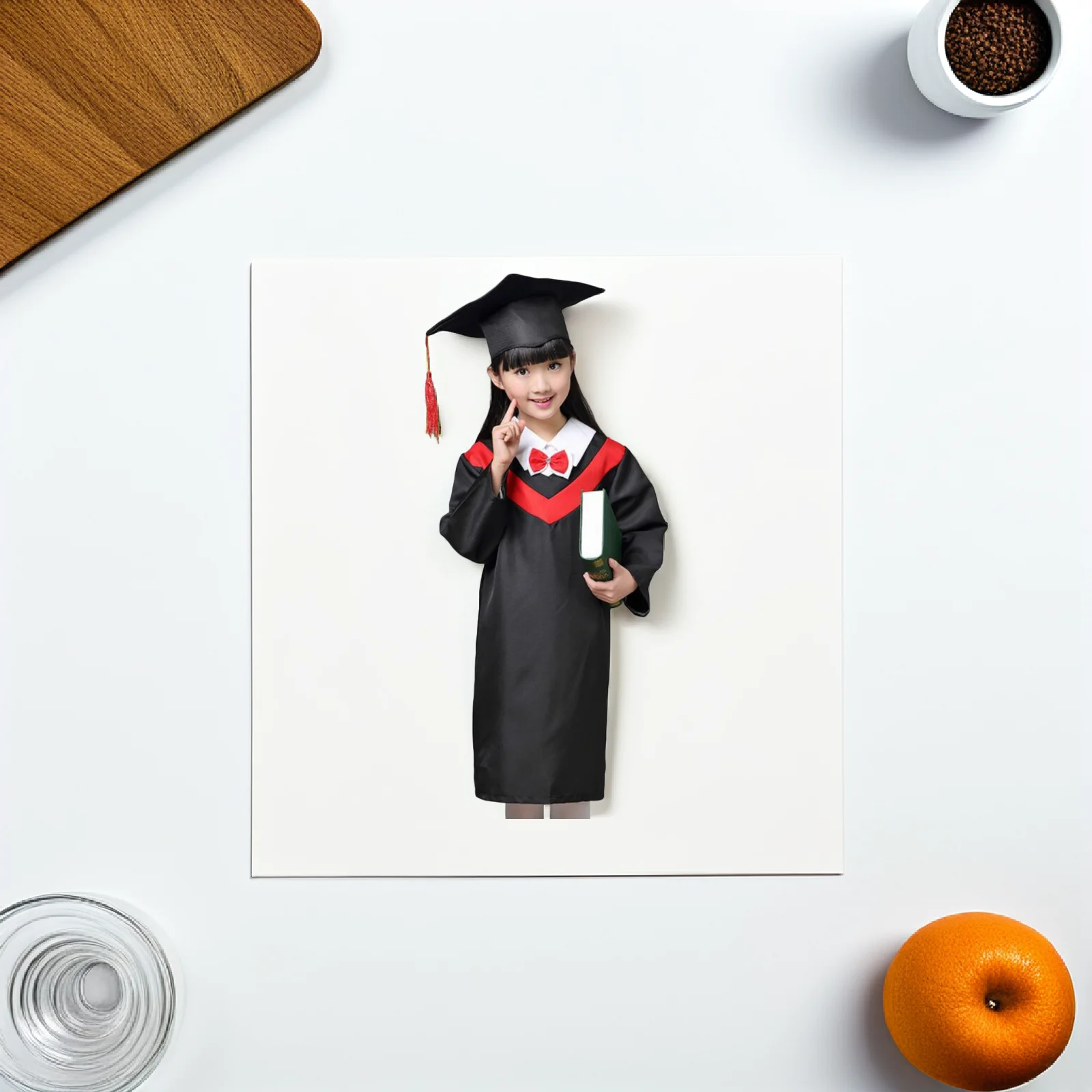 

Children Graduation Gown Cap Set Kids Bachelor Dress School Uniforms Robe Doctoral Cloak Height 150cm Easy Wash Durable Reusable