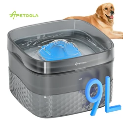 APETDOLA Fuente de agua para mascotas de 2,4 gal/304 oz 9L con bomba ultrasilencioso para múltiples gatos o perros Dispensador automático de bebidas para gatos