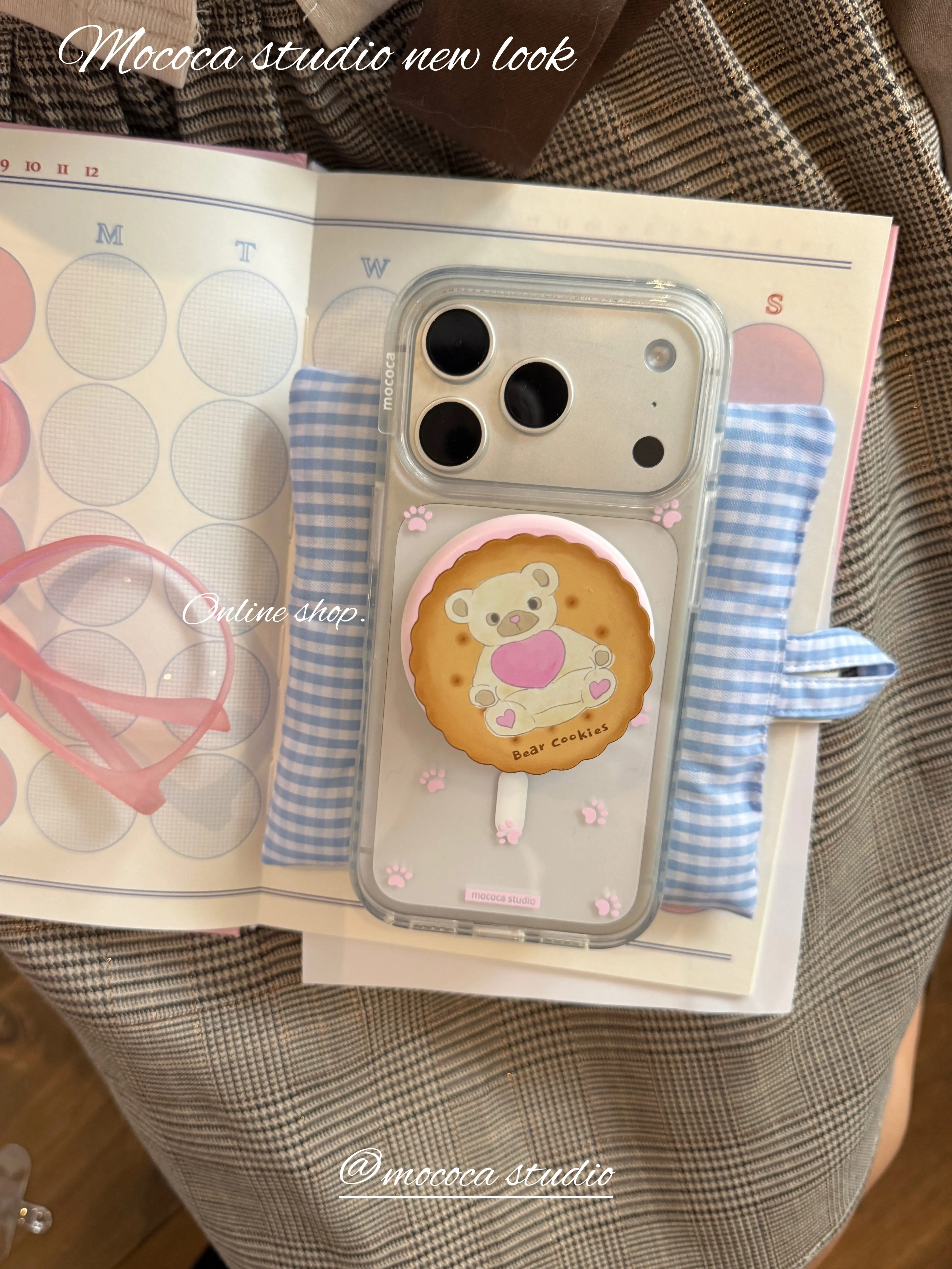 Korean Ins Pink Brown Full Screen Paw Kitten Phone Case For Magnetic iPhone 17 16 15 14 13 12 11 Pro XR X Max 7 8 Plus Cover - view 3