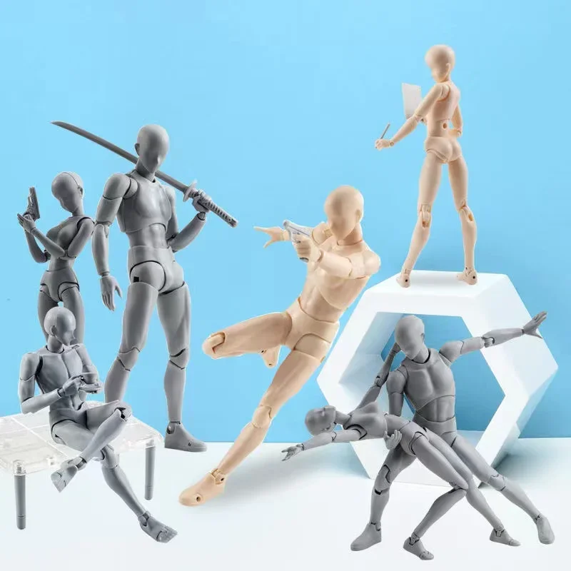 BODY KUN / BODY CHAN 액션 피규어 포즈 플레이 그레이 컬러 Ver. 검은 PVC 수집품 모델 크리스마스 선물 책상 장식 장난감