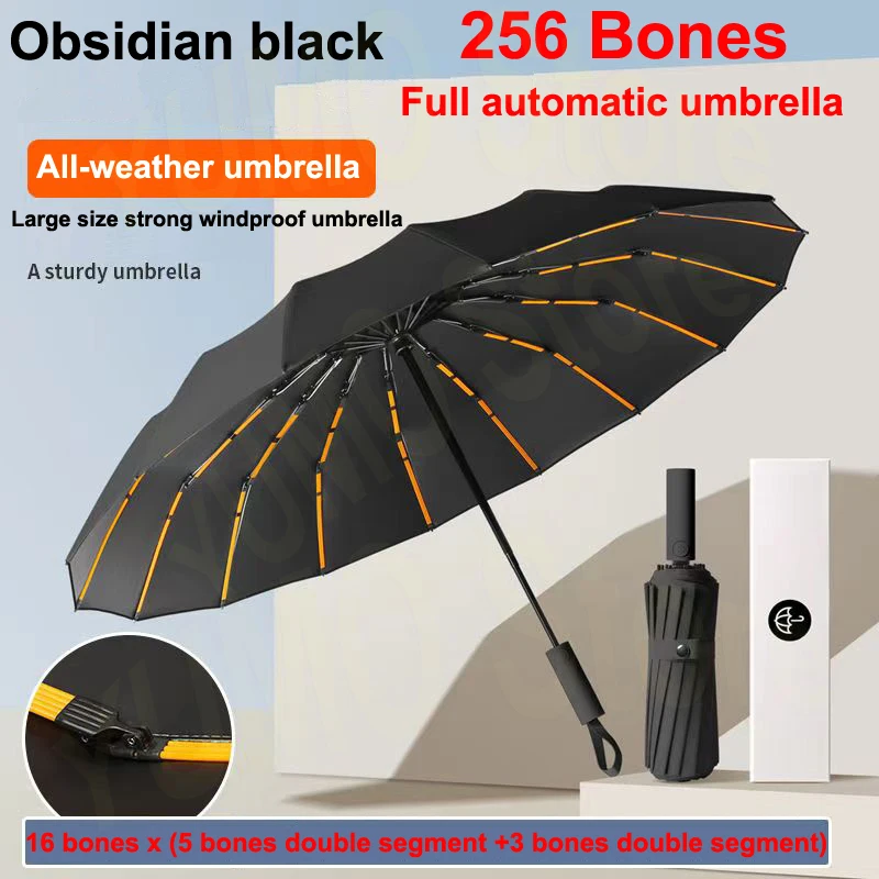 High Quality Automatic Umbrella Large Size Men Business Umbrella 256 Bone Strong Windproof Umbrella UV Protection Lady Sunshade