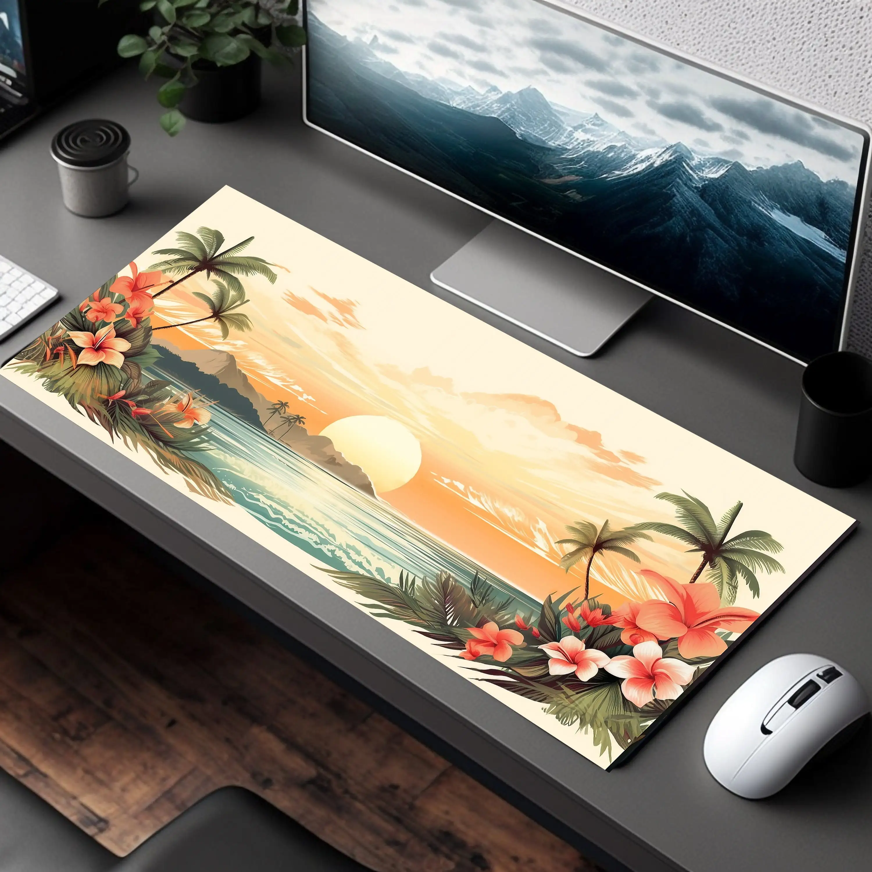 

Aesthetic Hawaiian Sunset Beach Placemat, Suitable for Home Office, Minimalist Office Decor, The Perfect Gift for Her and Him.