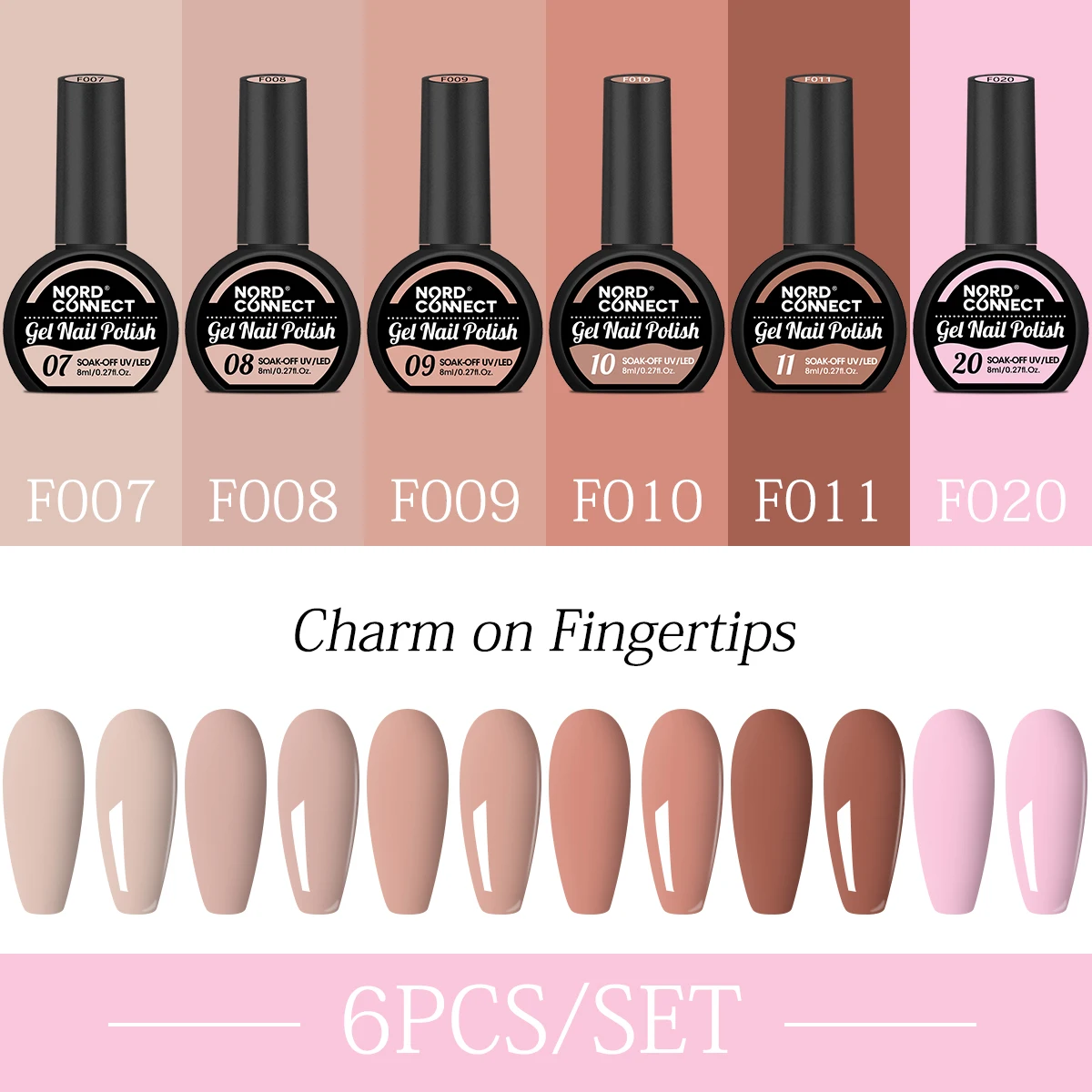مجموعة طلاء أظافر جل نصف دائرية مكونة من 6 قطع - ألوان زاهية للربيع والصيف، مجموعة فنية أظافر LED شبه دائمة قابلة للتقشير مع P #1