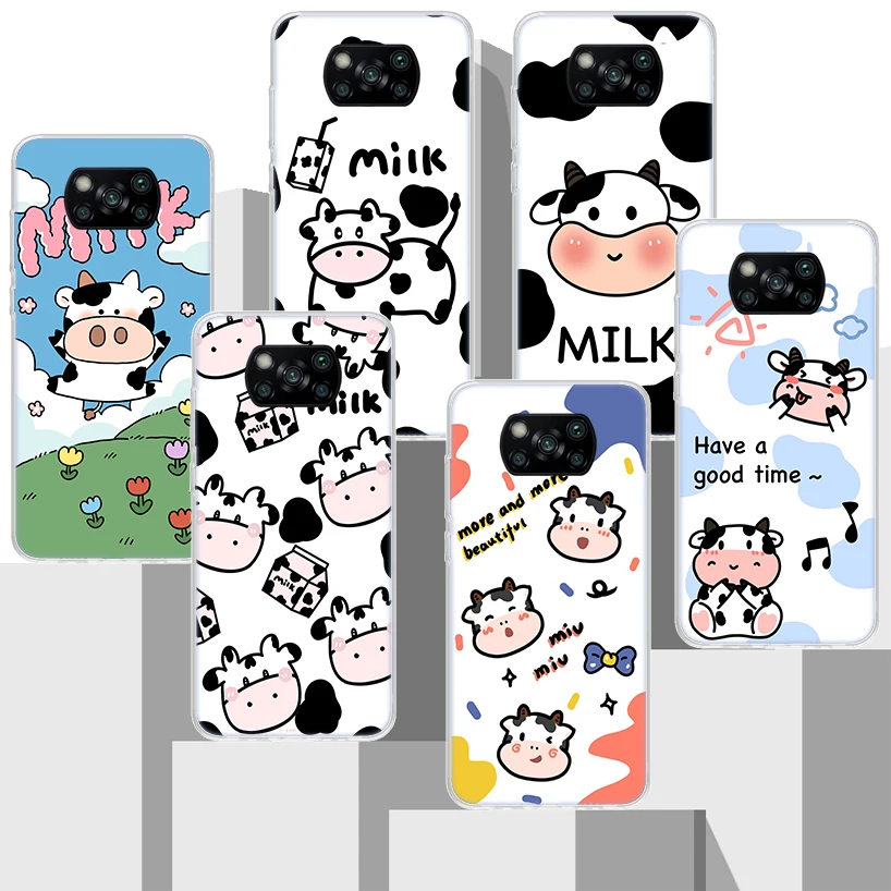 Dairy Cattle Cow Speckle Cute Soft Silicone Phone Case For Xiaomi Poco X3 NFC X4 GT X5 X6 F6 F5 Pro F4 F3 F2 F1 M5S M4 M3 M2 5G 