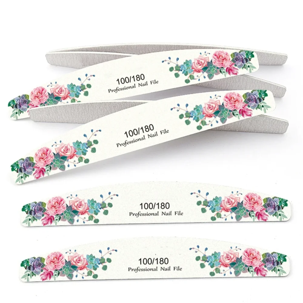 1/3/5/10Pcs Professional Wood Thin Nail File 100/180 Sandpaper Strong Thick Sanding Half Moon Lime Nail Accessories and Tools