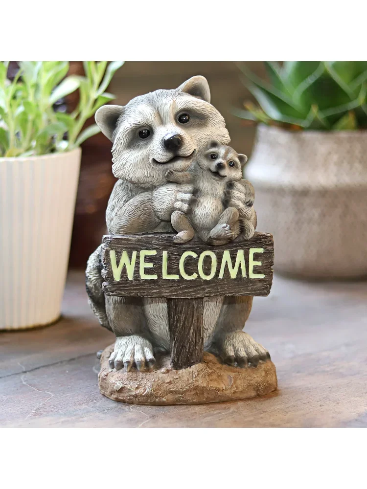 Villa Courtyard  Layout Indoor Creative Squirrel Welcome Board Welcome Floor-Standing Decorations Outdoor Small Animal Ornaments