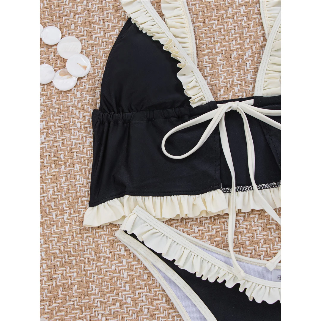 2026 Splicing V-Ausschnitt Tankini Rüschen-Bikini Damen-Badeanzug Zweiteiliger Bikini-Set Badebekleidung Badeanzug V8144 – Detail 9