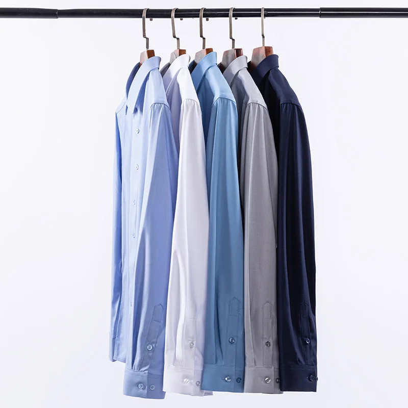 

2025 Мужская хлопковая рубашка из полыни с длинным рукавом без морщин, деловая работа, профессиональные рубашки большого размера S-8XL, устойчивые к запаху