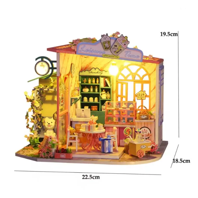 جديد لتقوم بها بنفسك منزل مصغر خشبي بيت الدمية الصغيرة ثلاثية الأبعاد لغز التجمع بناء لعبة مجسمة المنزل مع أضواء LED دمية هدية عيد ميلاد #5