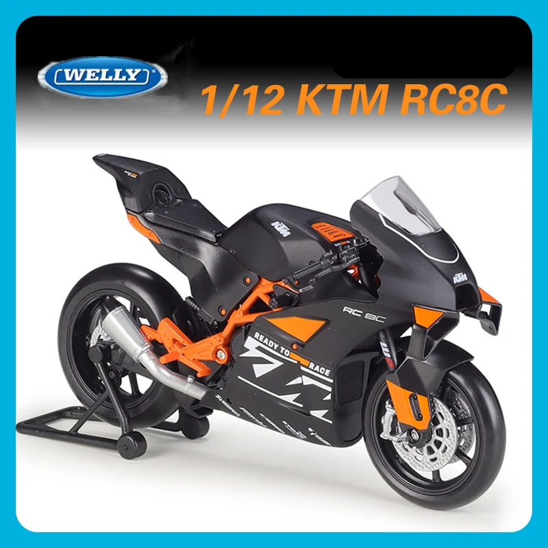 Welly 1:12 KTM RC 8C Alloy Racing Motorcycle Model Diecasts Metal Street Road Sports Motorcycle Model Collection Kids Toys Gifts