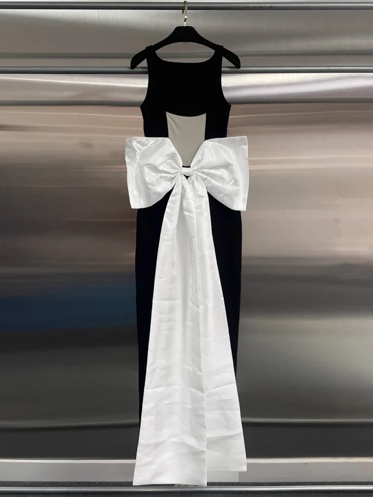 DFDG Designer 2025 printemps été femmes élégant blanc nœud dentelle Tulle robe de soirée pure Maxi robe longueur de plancher robe de soirée