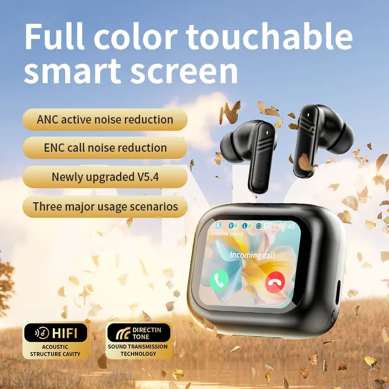 LX10 touch screen Bluetooth headset noise reduction transparent TWS in-ear touch color screen Bluetooth headset