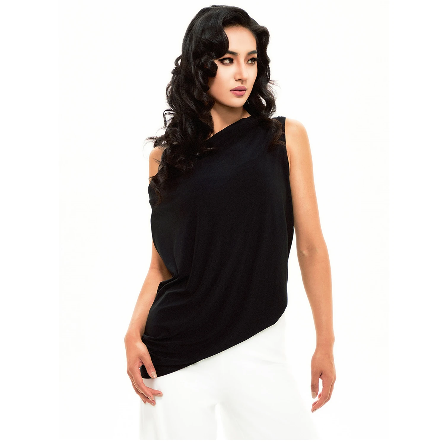 เสื้อเต้นลาตินแบบหลวม ไหล่เฉียง ลายเสือดาวสีดำ เสื้อสำหรับผู้ใหญ่ สำหรับเต้นรุมบ้า ซัลซ่า ชุดฝึกซ้อมเต้น ชุดเต้นบอลรูม รุ่น DNV24890