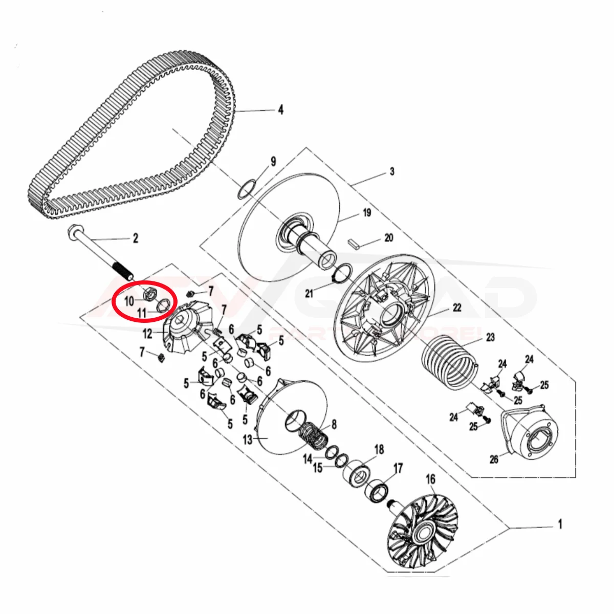 Hexagonal Bore Washer with Nut for CFmoto 400 450 500S 520 500HO X5HO 550 X550 U550 Z550 600 Touring 625