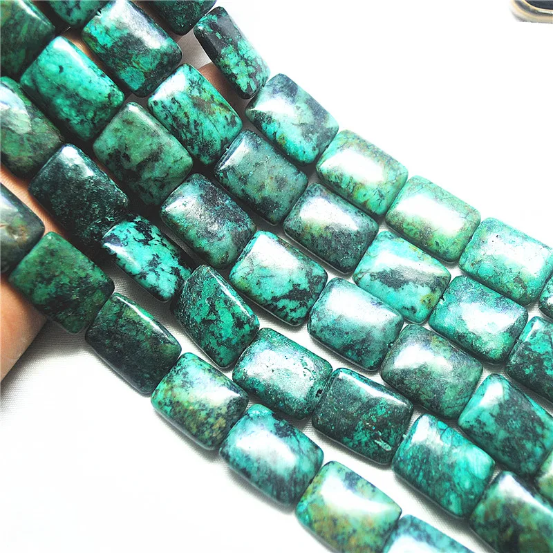 1 سلسلة حجر الفيروز الأفريقي الطبيعي السواحل شكل مستطيل 13X18 مللي متر 15X20 مللي متر موضة صنع المجوهرات اكسسوارات اختيار جيد